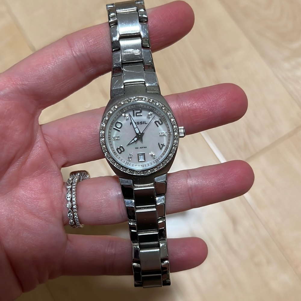 Fossil silver embellished watch